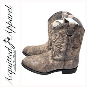 AdTec Men's Stonewashed Brown Leather 11" Western Work Boots 1553 SBR